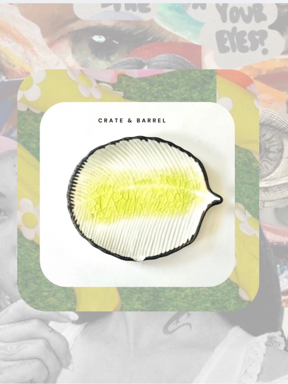 Crate & Barrel glass leaf ceramic jewelry plate